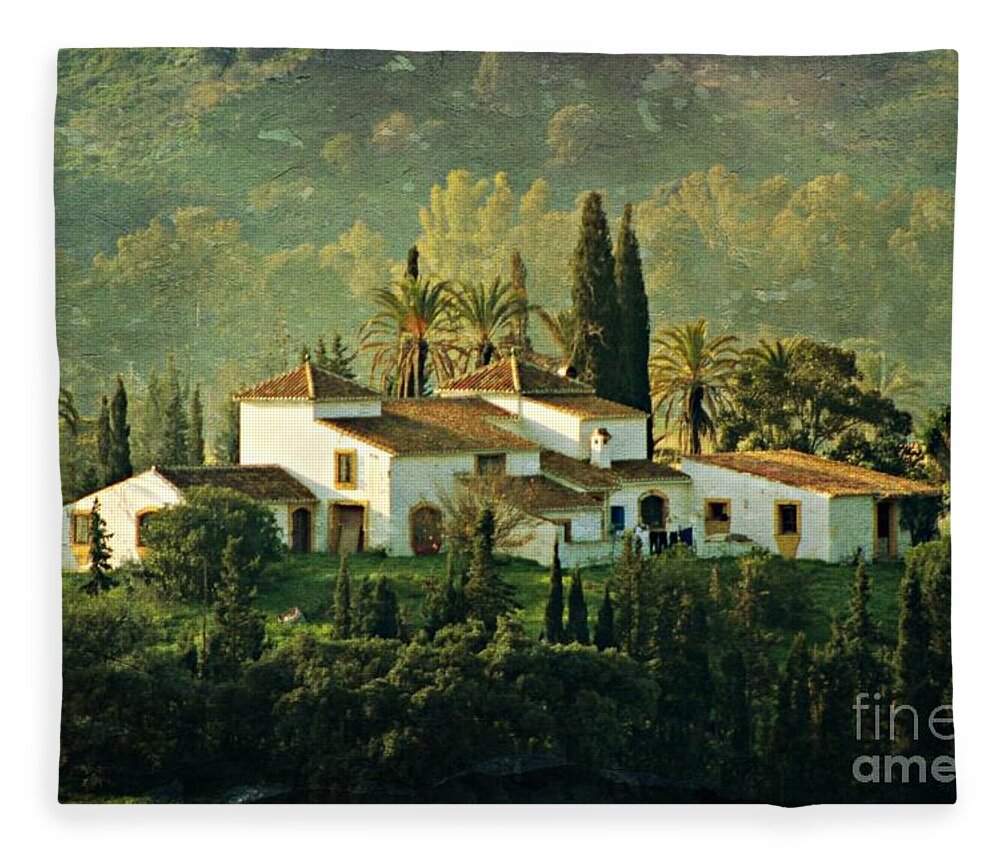 Villa Fleece Blanket featuring the photograph Spanish Villa by Clare Bevan