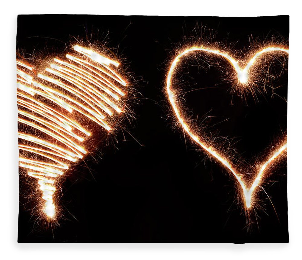 Firework Display Fleece Blanket featuring the photograph Sparkling Hearts by Lauren Nicole
