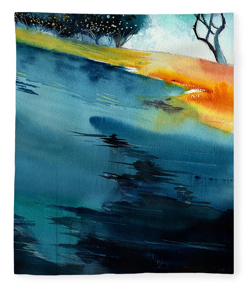 Nature Fleece Blanket featuring the painting Spatial 1 by Anil Nene