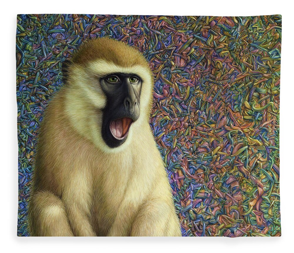 Monkey Fleece Blanket featuring the painting Speechless by James W Johnson
