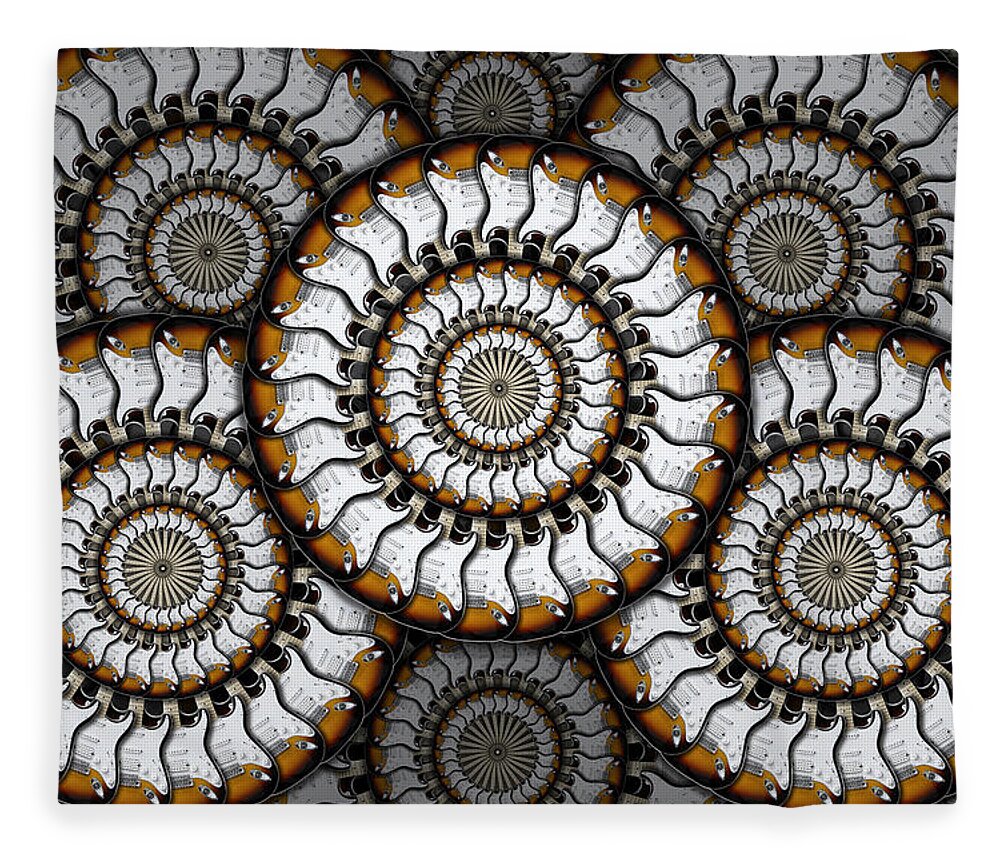 Abstract Fleece Blanket featuring the photograph Spinning Guitars 4 by Mike McGlothlen