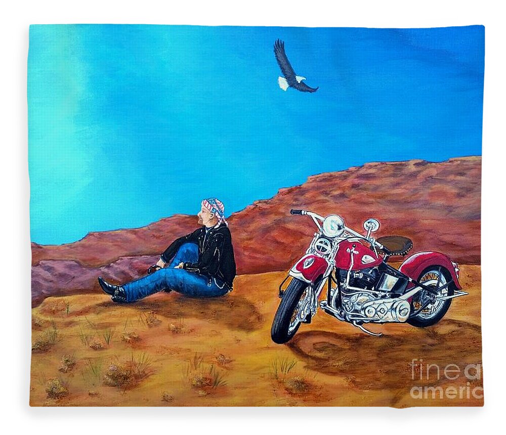 John Lyes Fleece Blanket featuring the painting Spirit Eagle by John Lyes