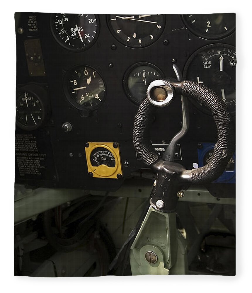 3scape Photos Fleece Blanket featuring the photograph Spitfire Cockpit by Adam Romanowicz