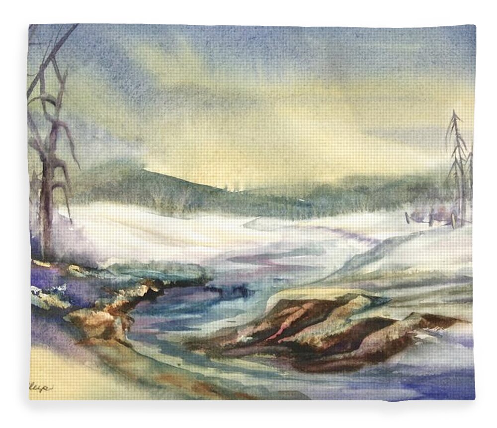 Canadian Landscape Fleece Blanket featuring the painting Spring Break by Heather Gallup