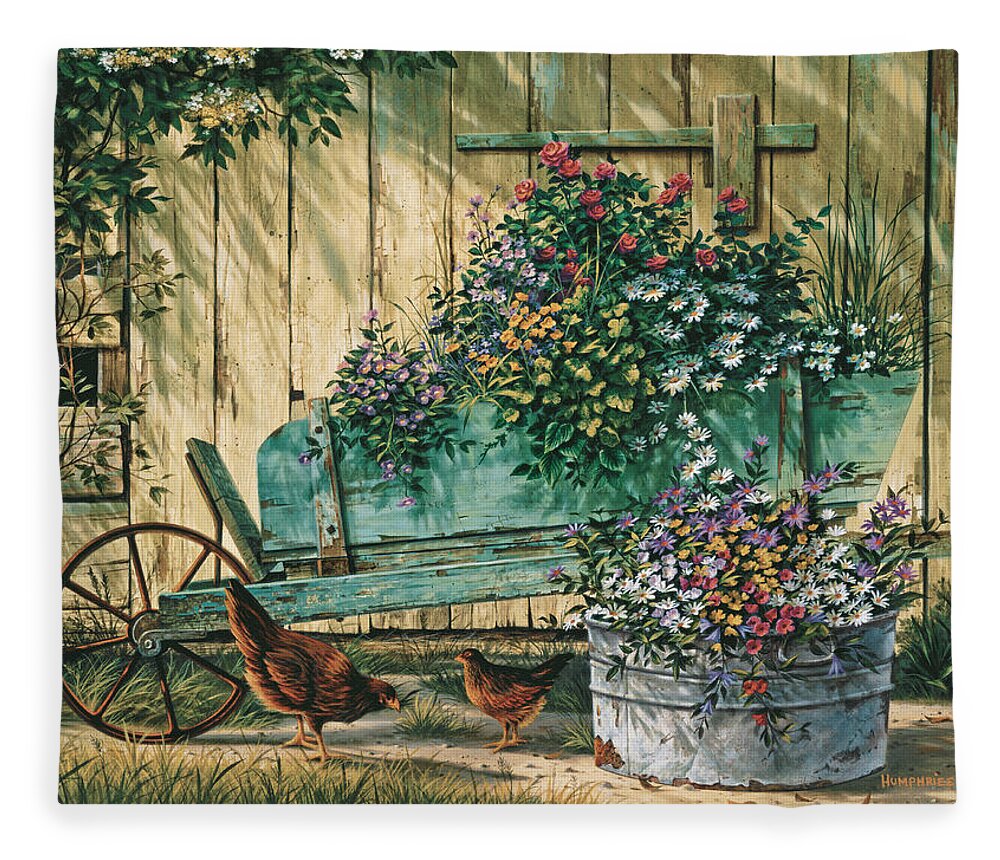 Michael Humphries Fleece Blanket featuring the painting Spring Social by Michael Humphries