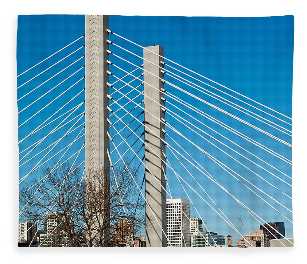 Modern Fleece Blanket featuring the photograph SR-509 Cable Stayed Bridge by Tikvah's Hope