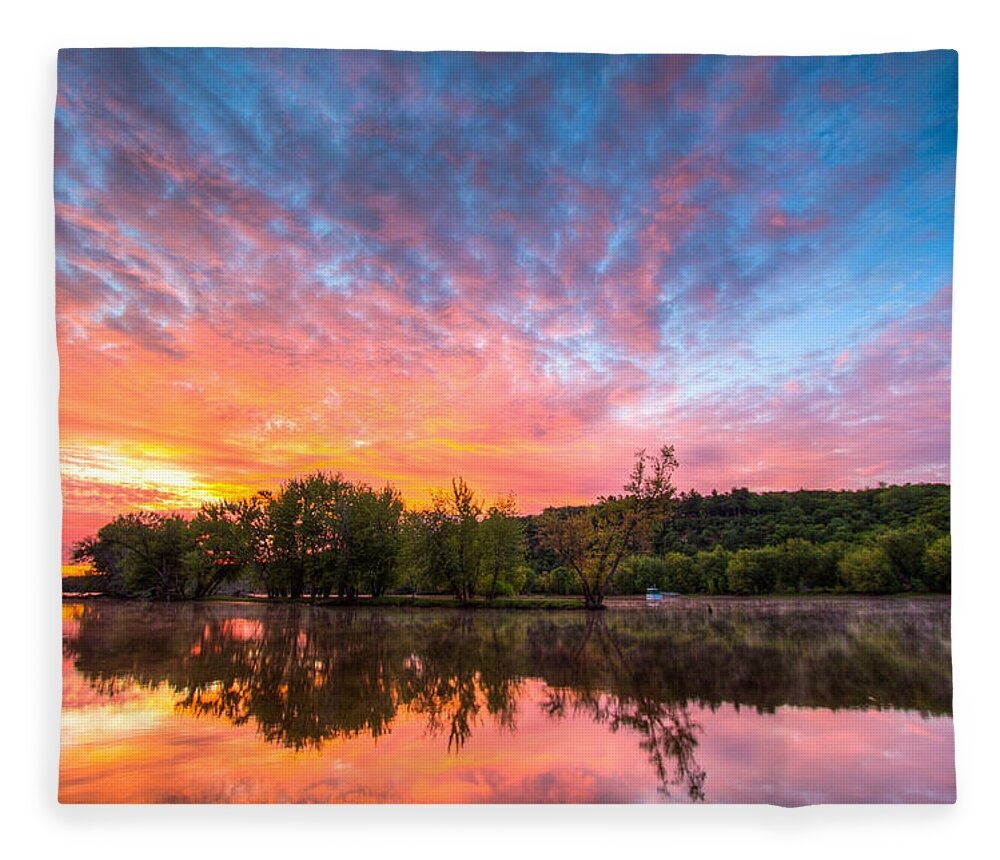 St. Croix River Fleece Blanket featuring the photograph St. Croix River at Dawn by Adam Mateo Fierro