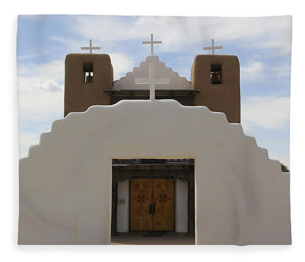 Taos Pueblo Fleece Blanket featuring the photograph St. Jerome Chapel - Taos Pueblo by Mike McGlothlen