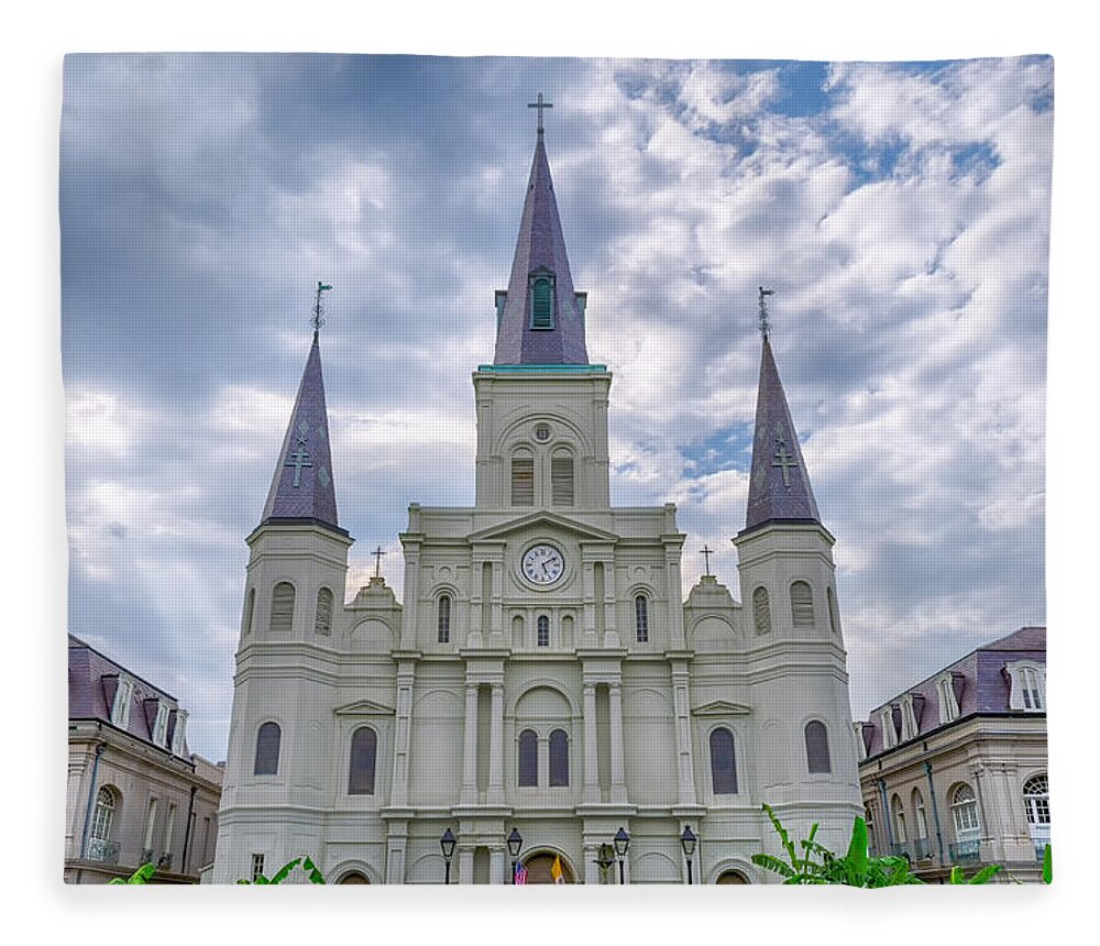 Architecture Fleece Blanket featuring the photograph St. Louis Cathedral by Jim Shackett