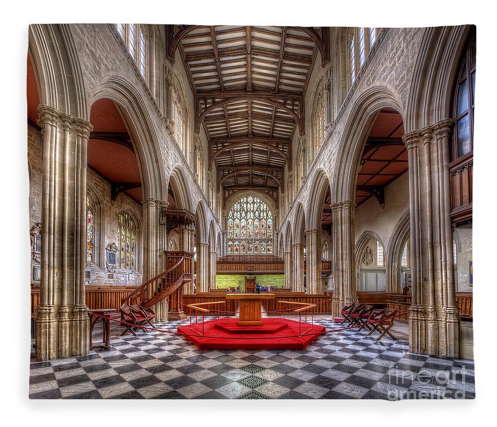 Oxford Fleece Blanket featuring the photograph St Mary The Virgin Church - Nave by Yhun Suarez