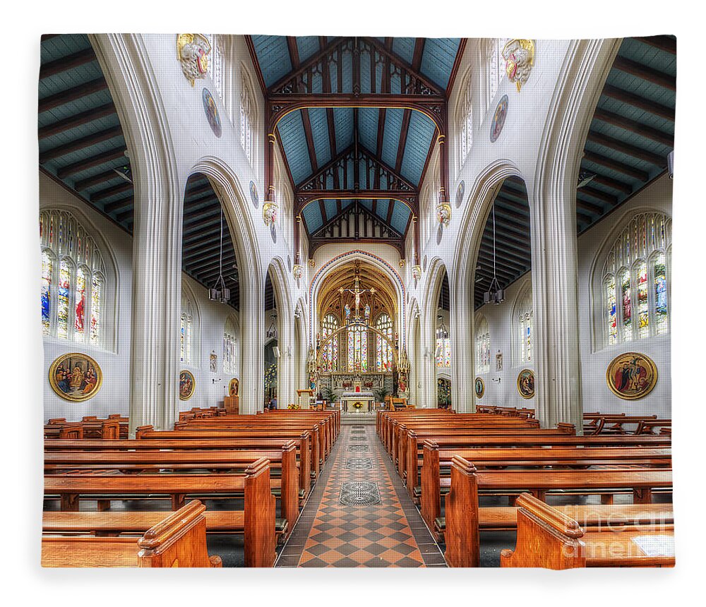 Yhun Suarez Fleece Blanket featuring the photograph St Mary's Catholic Church - The Nave by Yhun Suarez