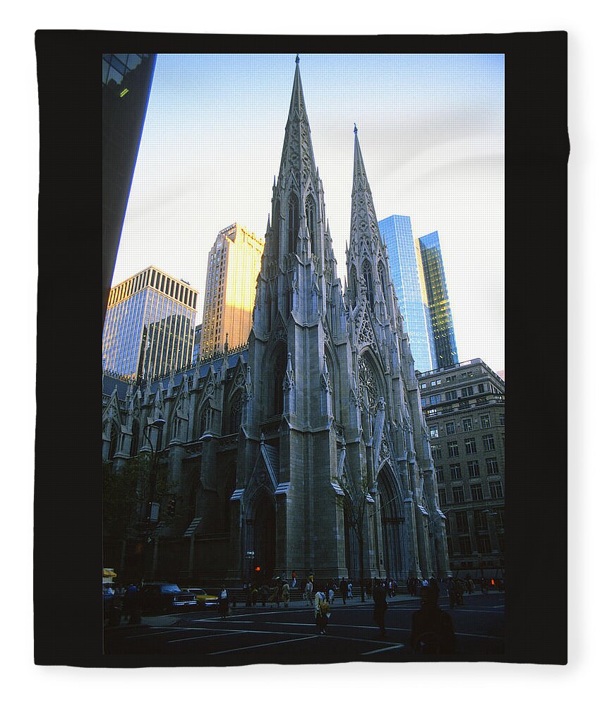 St Patricks Fleece Blanket featuring the photograph St Patricks Cathedral in New York City 1984 by Gordon James