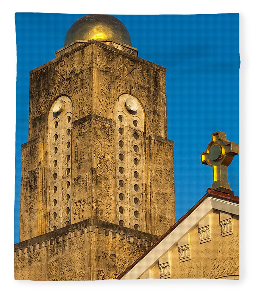 1948 Fleece Blanket featuring the photograph St Sophia Tower and Crosses by Ed Gleichman