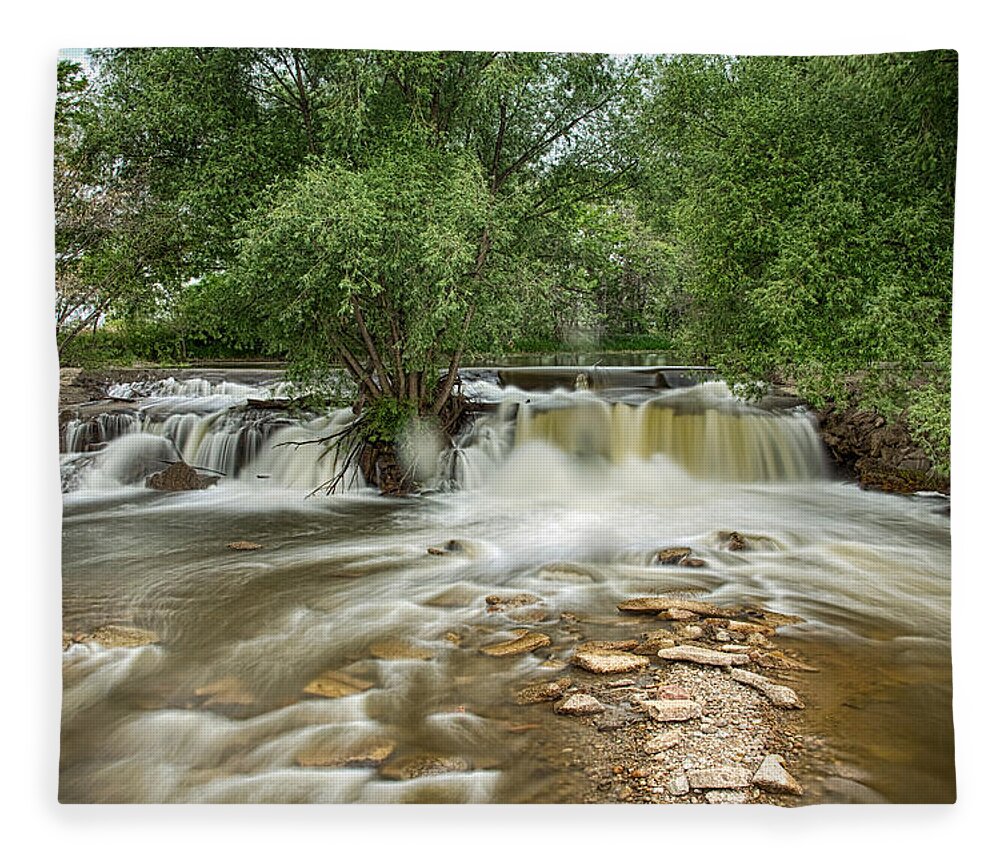 Waterfall Fleece Blanket featuring the photograph St Vrain Waterfall by James BO Insogna