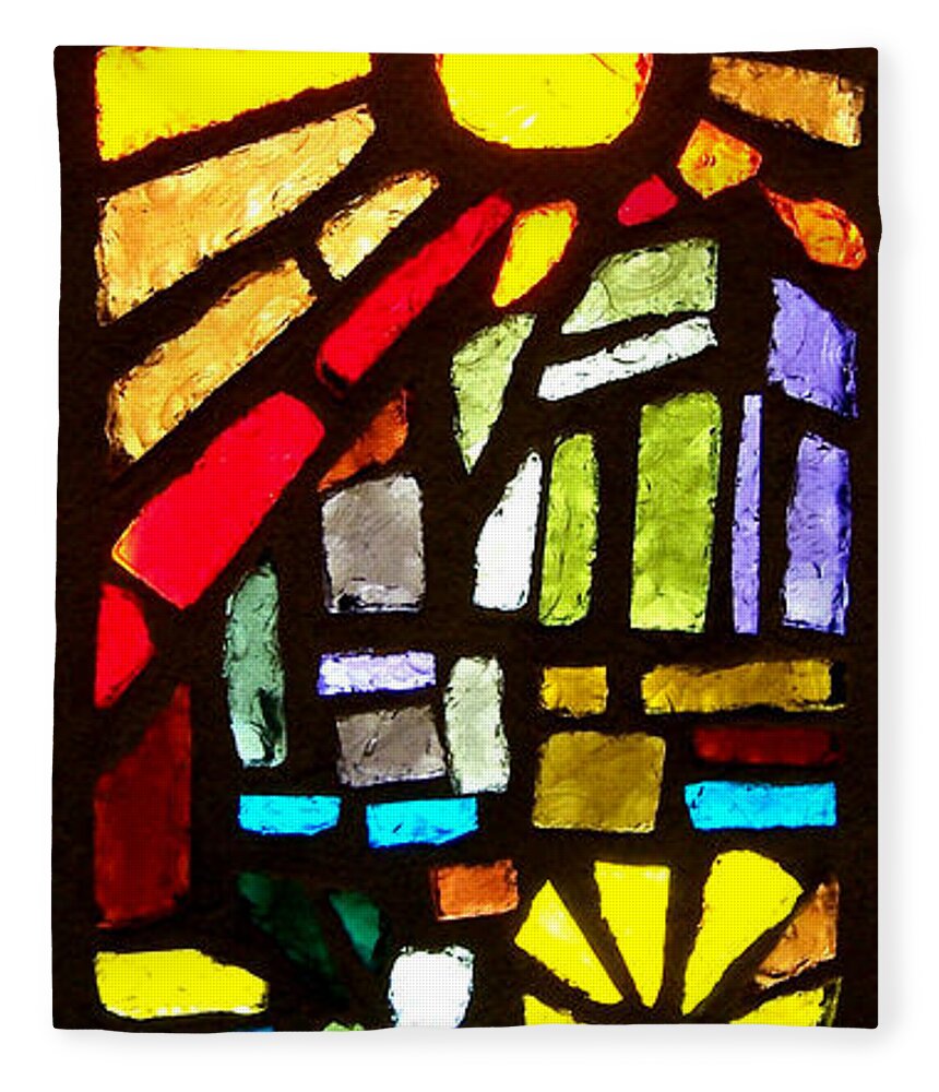 Stained Glass Fleece Blanket featuring the photograph Stained Glass at Basilica of the Annunciation in Nazareth by David T Wilkinson