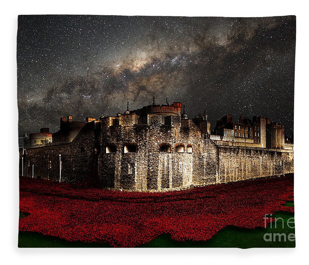Stars Fleece Blanket featuring the digital art Starry Night by Airpower Art