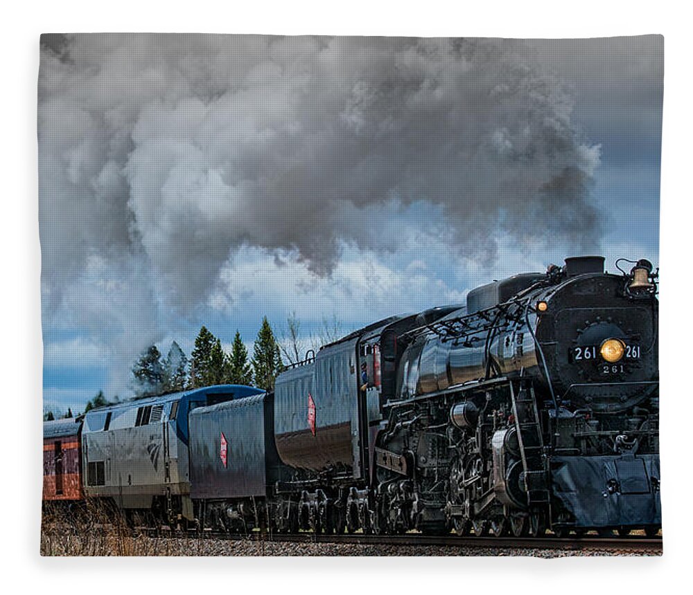 Steam Fleece Blanket featuring the photograph Steam Engine 261 by Paul Freidlund
