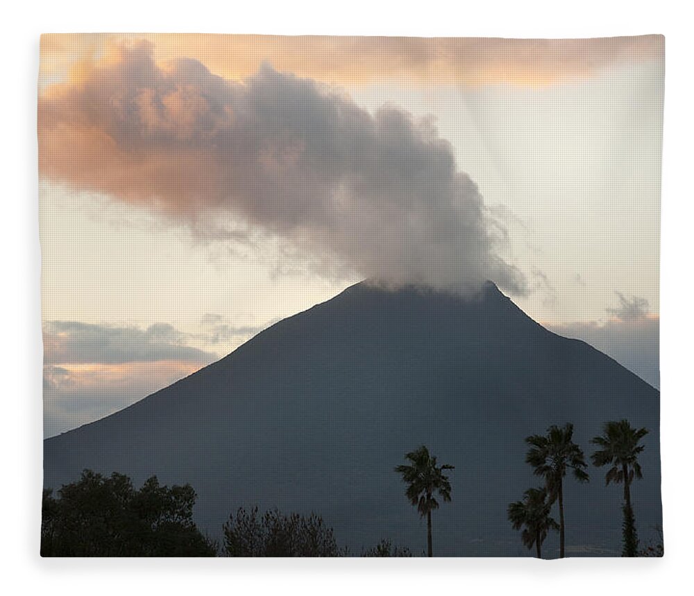 Kevin Schafer Fleece Blanket featuring the photograph Steaming Volcano At Sunset Mount by Kevin Schafer