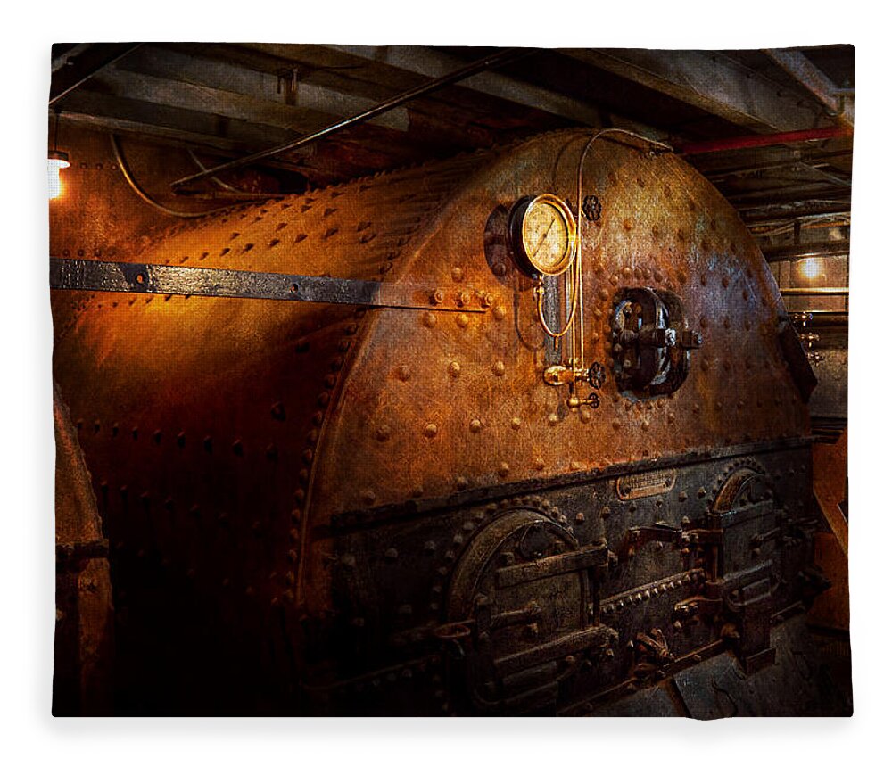 Steampunk Fleece Blanket featuring the photograph Steampunk - Plumbing - The home of a stoker by Mike Savad