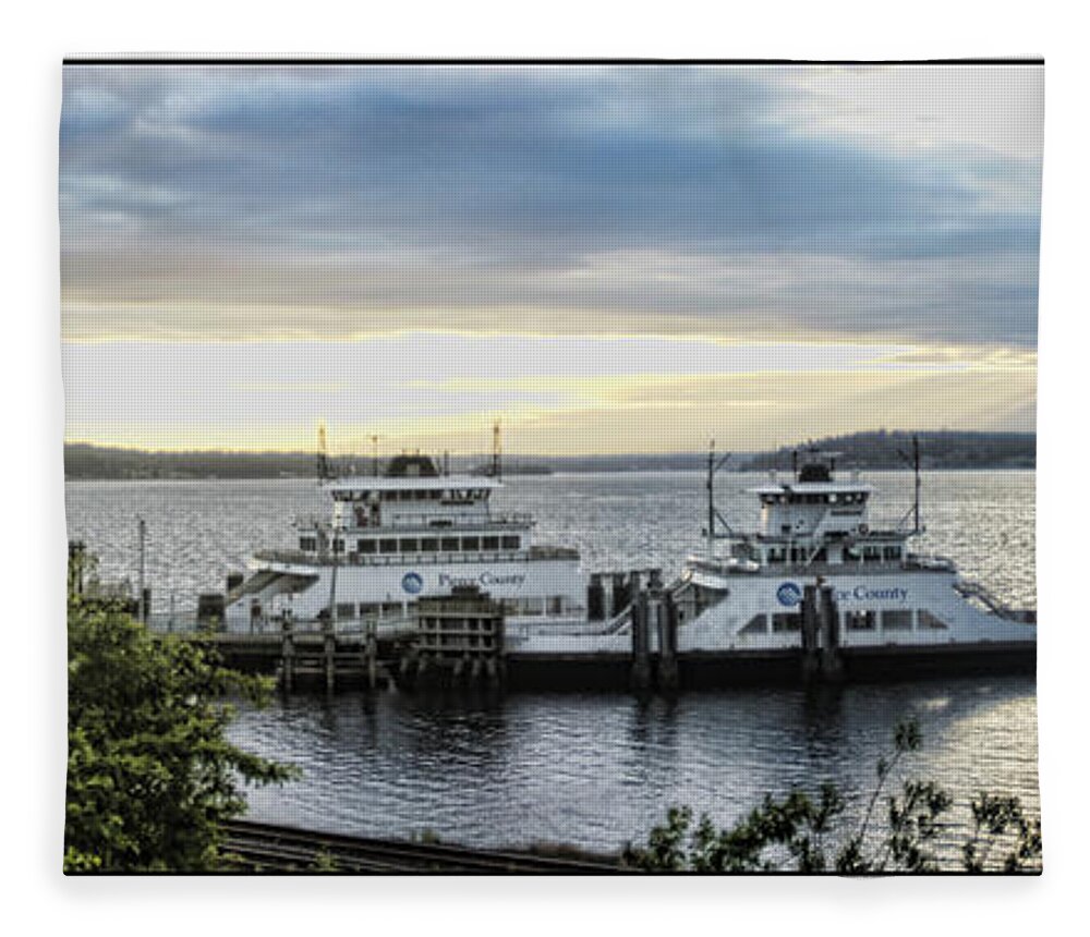 Ferry Fleece Blanket featuring the photograph Steilacoom Ferry by Ron Roberts