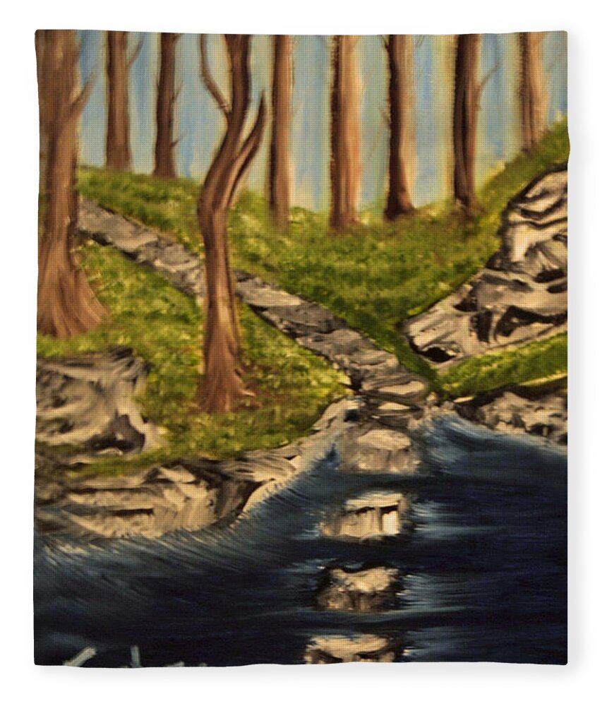 Water Fleece Blanket featuring the painting Stepping Stones by Suzanne Surber