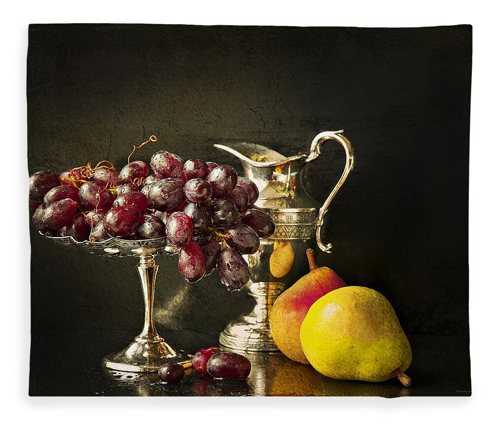 Chiaroscuro Fleece Blanket featuring the photograph Still Life With Fruit by Theresa Tahara