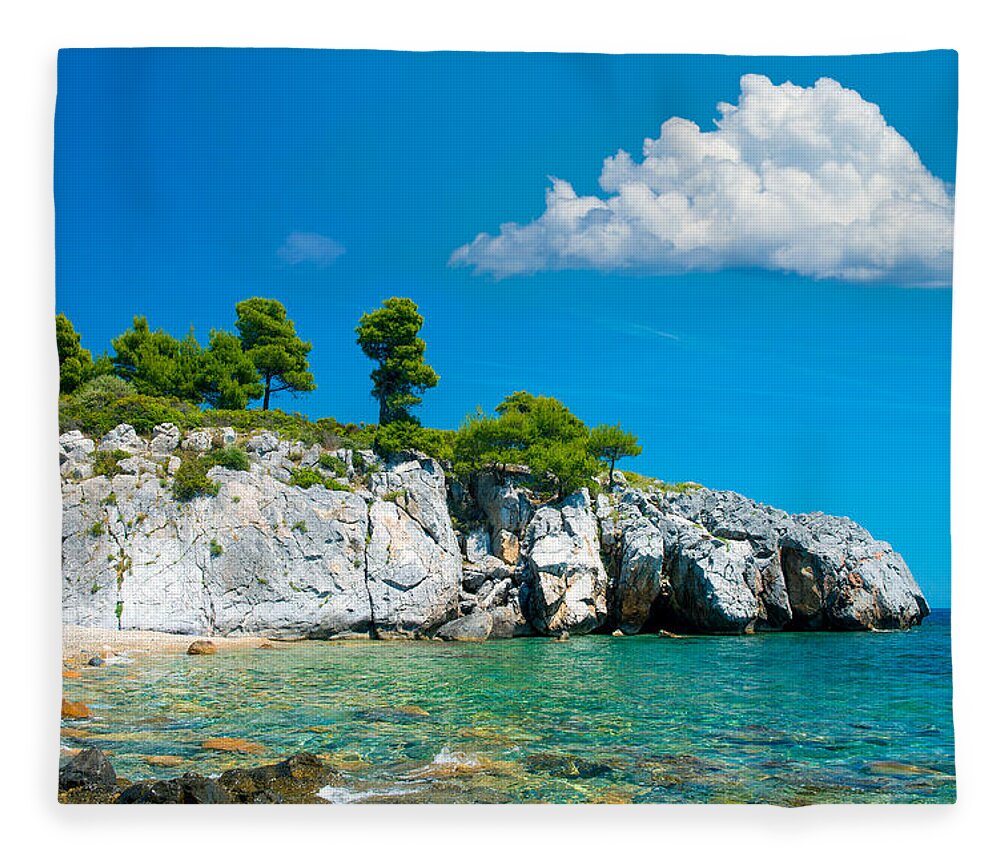 Greece Fleece Blanket featuring the photograph Stoney Beach by Roy Pedersen