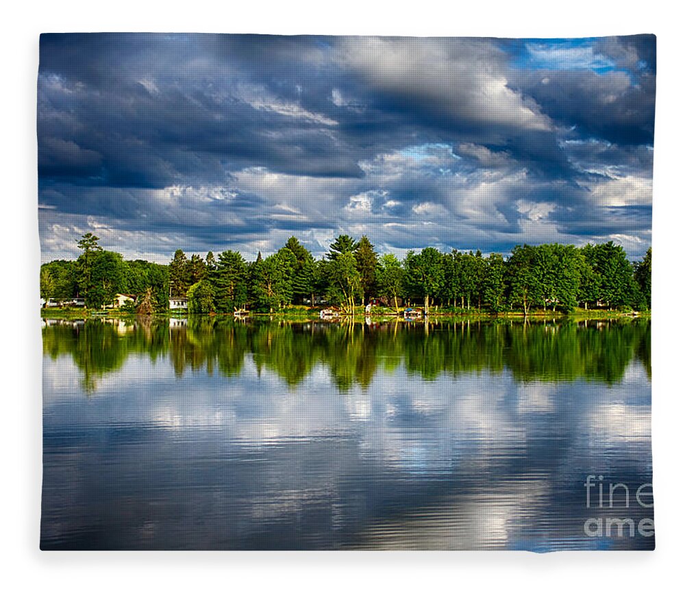 Lake Fleece Blanket featuring the photograph Storm Clouds Over the Lake by Jarrod Erbe