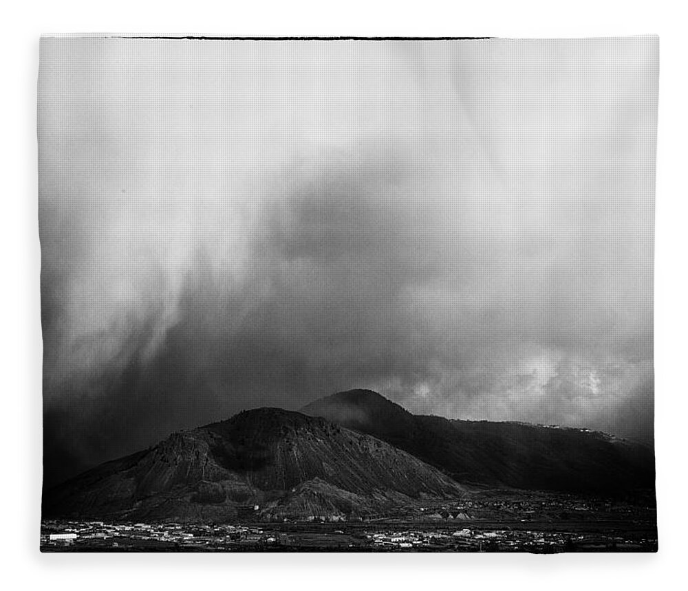 Film Noir Fleece Blanket featuring the photograph Storm Over Mt Paul by Theresa Tahara