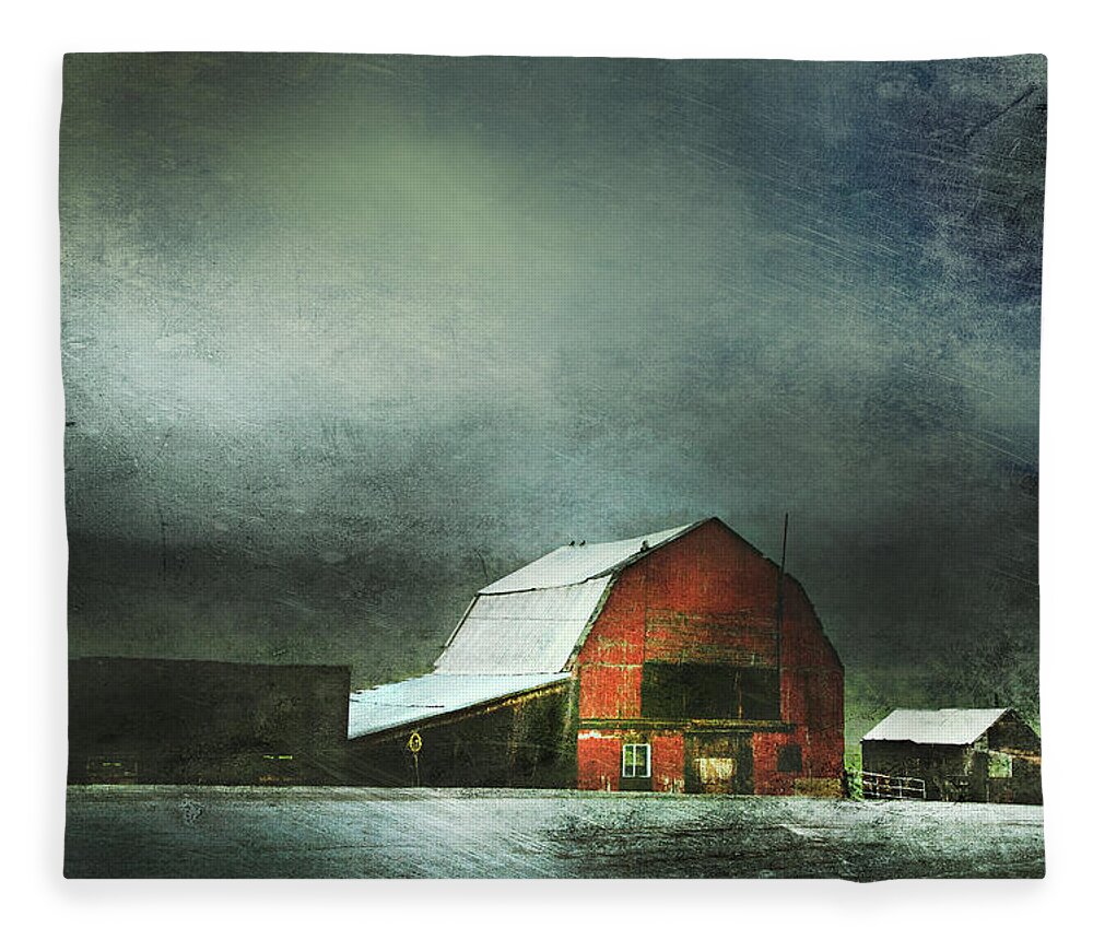Red Barn Fleece Blanket featuring the photograph Storm by Theresa Tahara