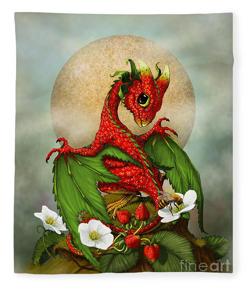 Dragon Fleece Blanket featuring the digital art Strawberry Dragon by Stanley Morrison