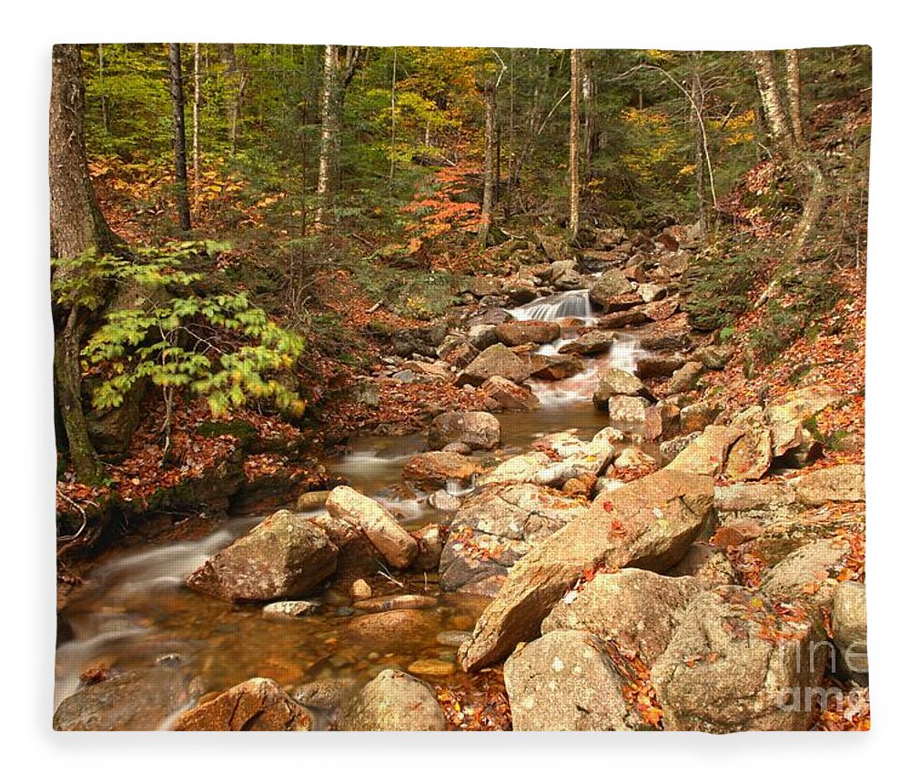 Franconia Notch Fleece Blanket featuring the photograph Streaming Through Franconia Notch by Adam Jewell