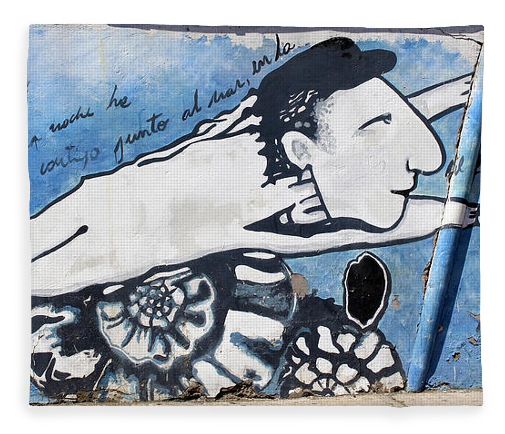 Street Art Fleece Blanket featuring the photograph Street Art Santiago Chile by Kurt Van Wagner
