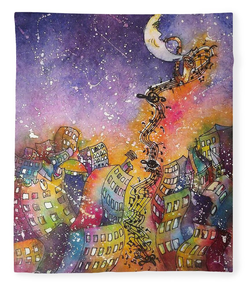  Magical Fleece Blanket featuring the painting Street Dance by Carol Losinski Naylor