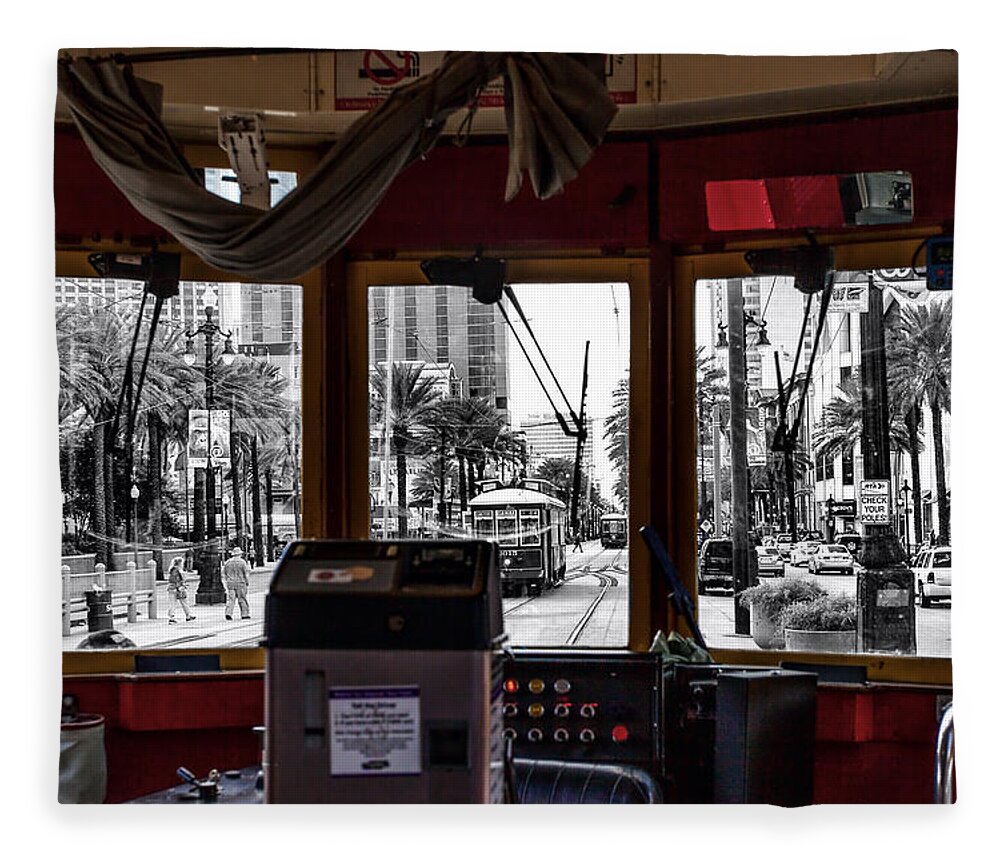 Canal Street Fleece Blanket featuring the photograph Streetcar POV #1 by Diana Powell