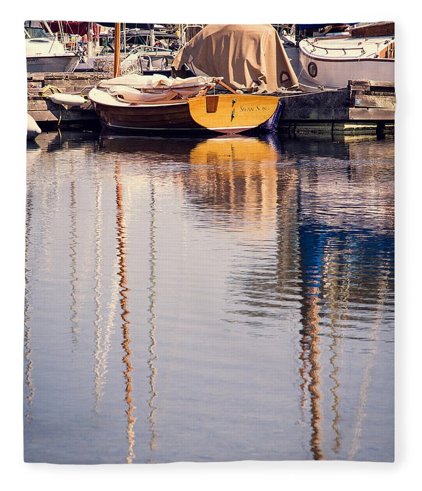 Reflection Fleece Blanket featuring the photograph Subtle Colored Marina Reflections by Alanna DPhoto