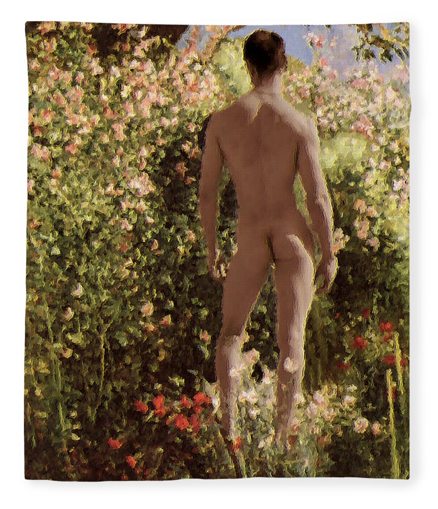 Summer Day In The Garden Fleece Blanket featuring the painting Summer Day in the Garden  by Troy Caperton