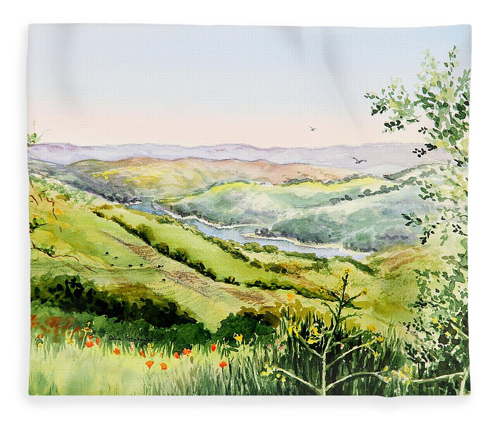 Inspiration Fleece Blanket featuring the painting Summer Landscape Inspiration Point Orinda California by Irina Sztukowski