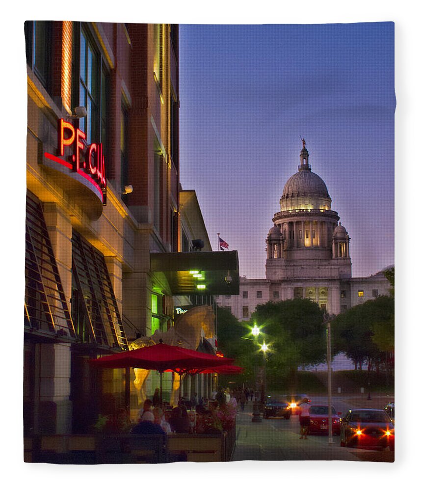 Providence Fleece Blanket featuring the photograph Summer Night in Providence by Nancy De Flon