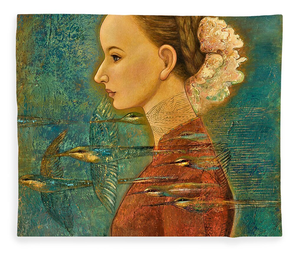 Figurative Fleece Blanket featuring the painting Summer Song by Shijun Munns