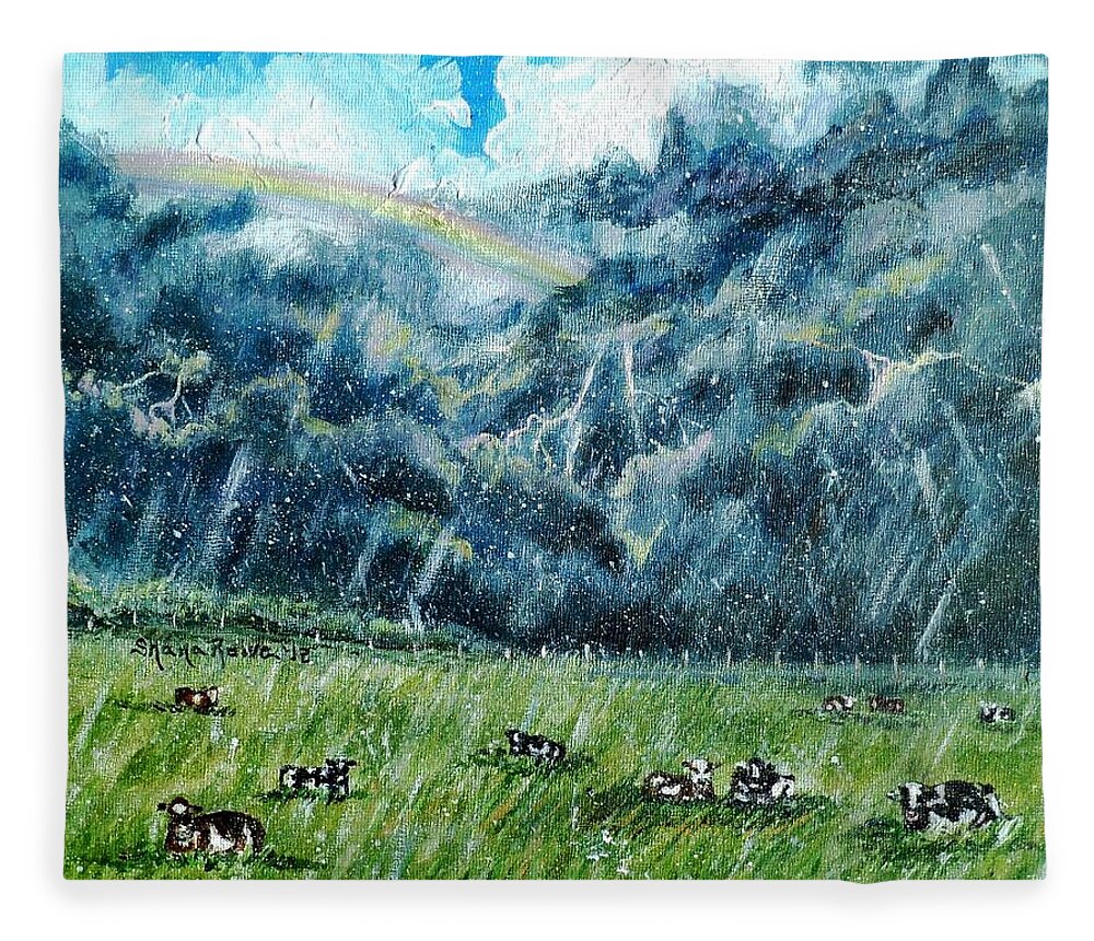 Storm Fleece Blanket featuring the painting Summer Storm by Shana Rowe Jackson