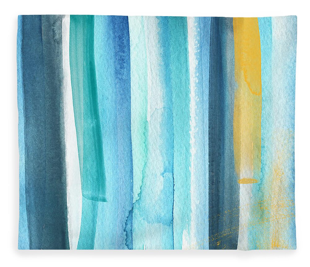 Water Fleece Blanket featuring the painting Summer Surf- Abstract Painting by Linda Woods