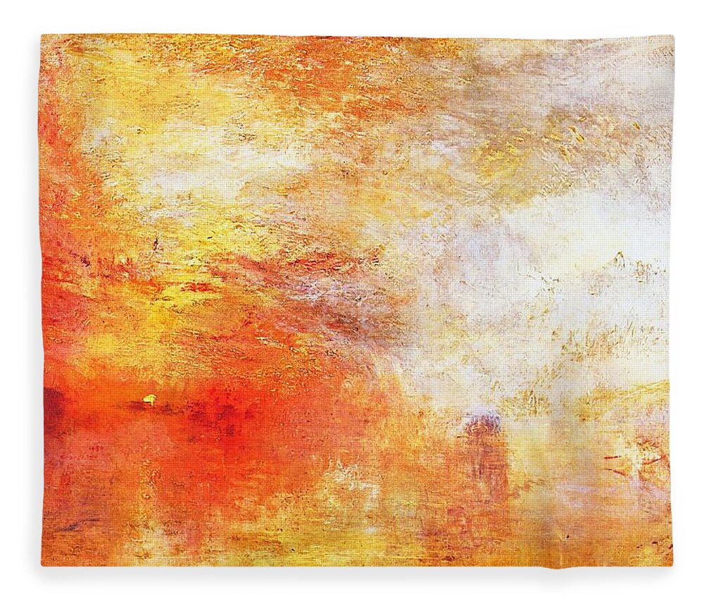 Joseph Mallord William Turner Fleece Blanket featuring the painting Sun Setting Over A Lake by William Turner