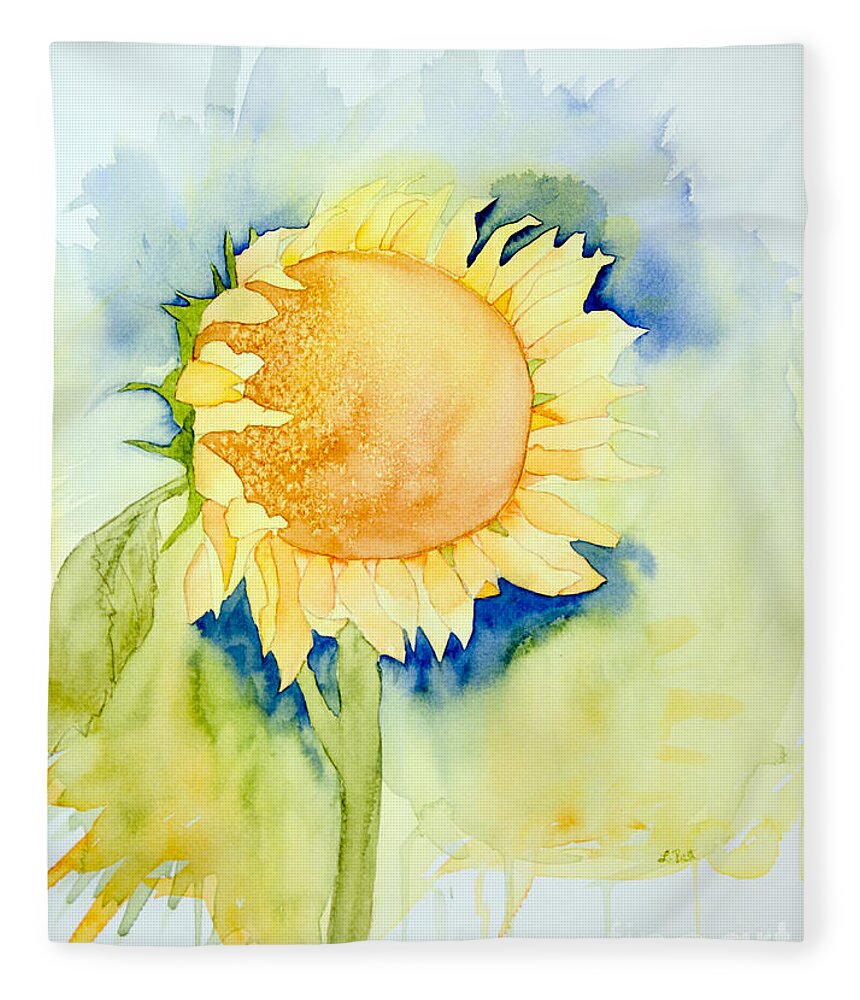 Sunflower Fleece Blanket featuring the painting Sunflower 1 by Laurel Best