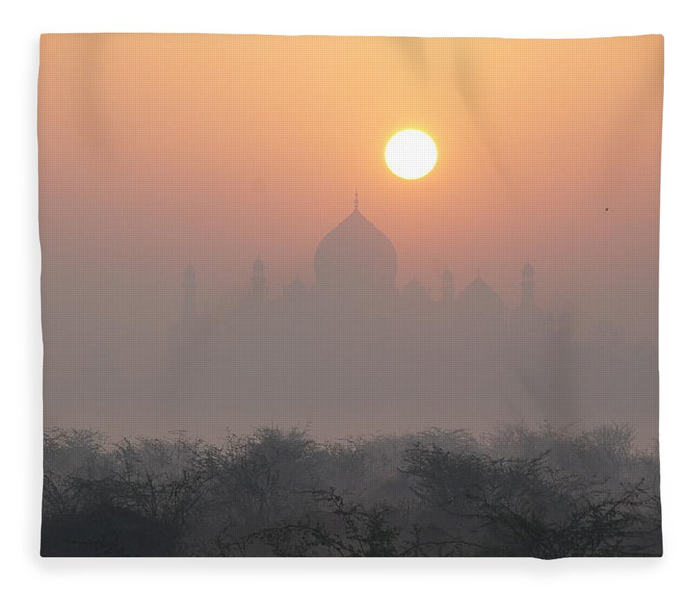 Taj Mahal Fleece Blanket featuring the photograph Sunrise over the Taj by Elena Perelman