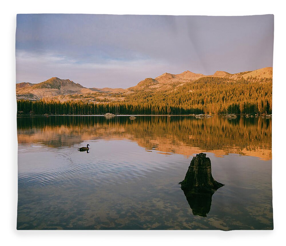 Scenics Fleece Blanket featuring the photograph Sunset At Wrights Lake Near Lake Tahoe by Steve Hymon