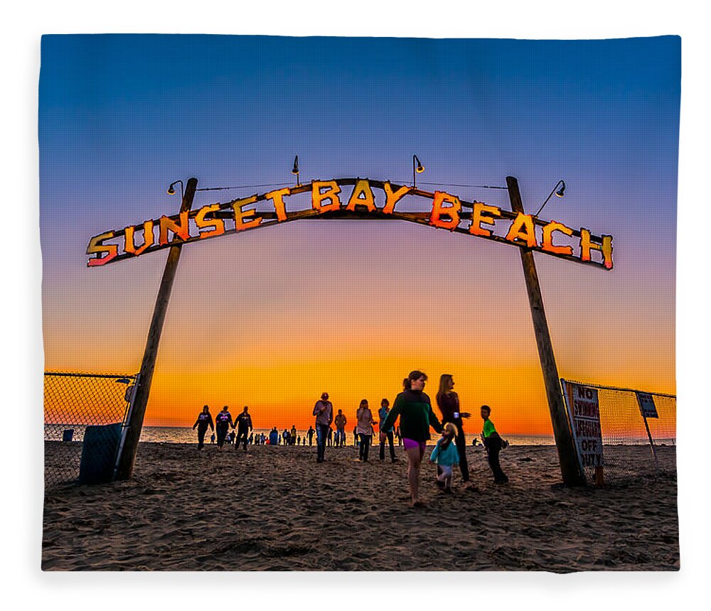 Sunset Bay Fleece Blanket featuring the photograph Sunset Bay Beach by John Angelo Lattanzio