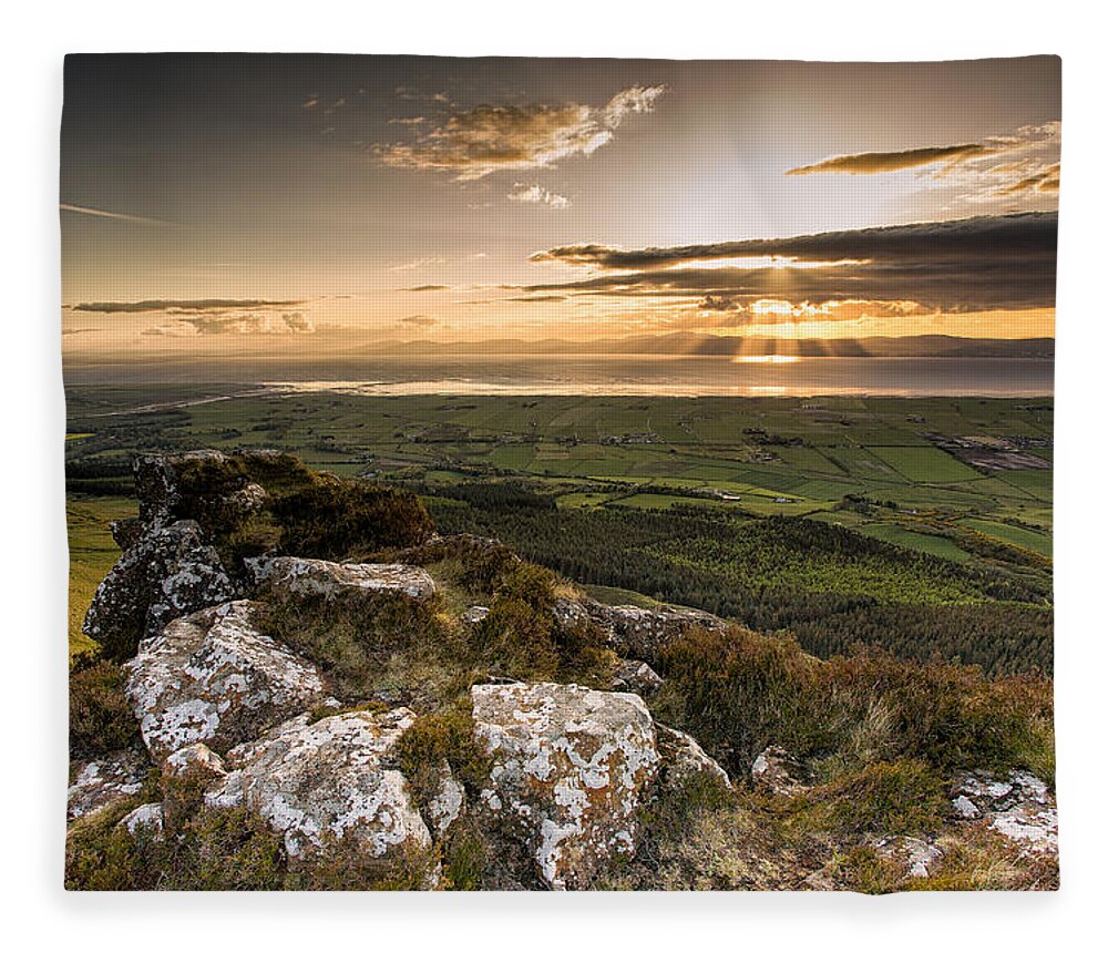 Binevenagh Fleece Blanket featuring the photograph Sunset from Binevenagh by Nigel R Bell