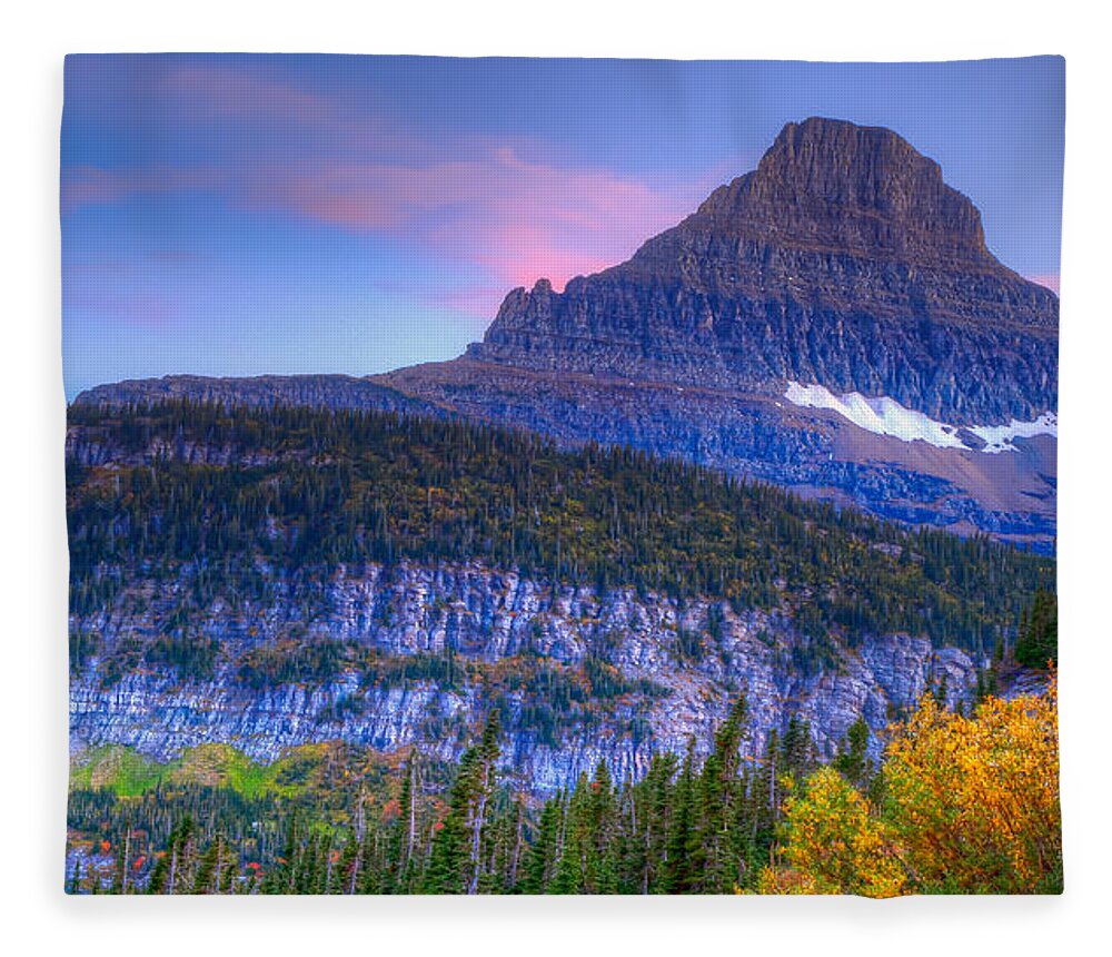 Brenda Jacobs Fine Art Fleece Blanket featuring the photograph Sunset on Reynolds Mountain by Brenda Jacobs