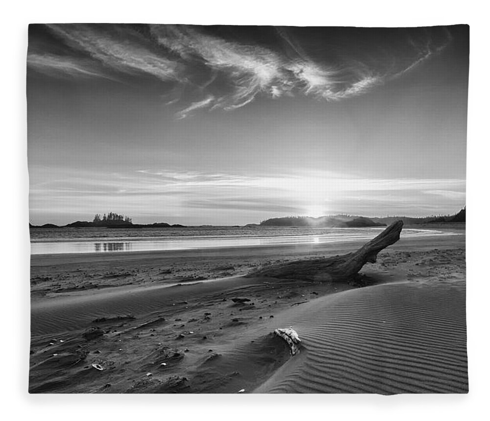 British Columbia Fleece Blanket featuring the photograph Sunset Over Schooner Beach by Allan Van Gasbeck